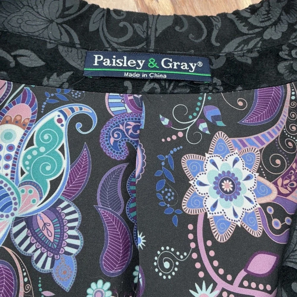 Paisley & Gray Slim Fit Black Floral Velvet Jacquard Blazer Jacket 42R NWT